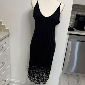 Free People Black Chemise with Lace Hem